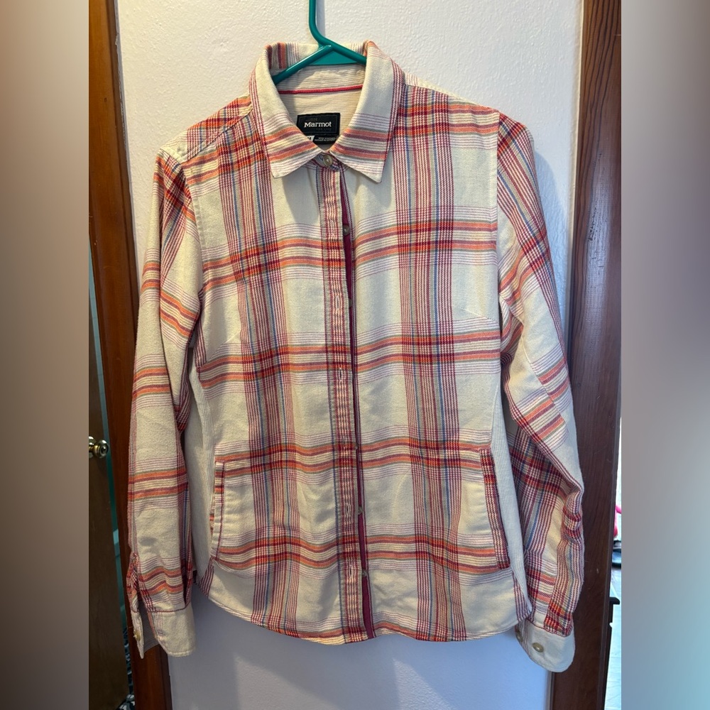 Marmot Orange Red Stripe M Button Up